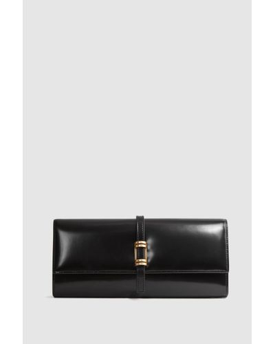 Reiss Regent - Black High-shine Leather Clutch Bag, One
