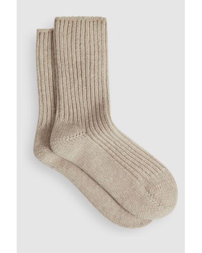 Reiss Carmen - Oatmeal Wool Blend Ribbed Socks, Uk 3-5 - Natural