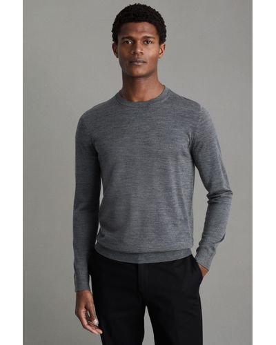 Reiss Mixer - Mid Grey Merino 2 Pack Pack Of Two Merino Wool Tops