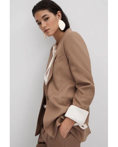 Reiss Wren - Mink Neutral Petite Single Breasted Suit Blazer - Brown