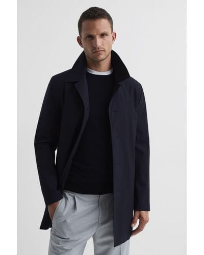 Reiss Perrin - Navy Trench With Removable Zip Neck Insert - Blue