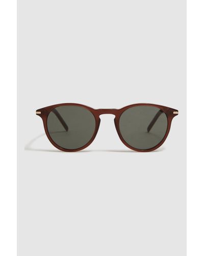 PAIGE Round Acetate Frame Sunglasses - Brown
