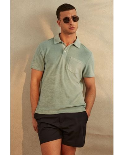 Reiss Rainer - Mint Towelling Polo Shirt, S - Green