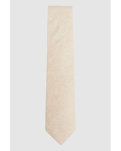 Reiss Saturn - Oatmeal Wool-silk Blend Tie, One - White