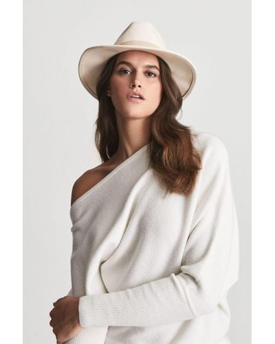 Reiss Ashbourne - Ivory Wool Fedora Hat - White