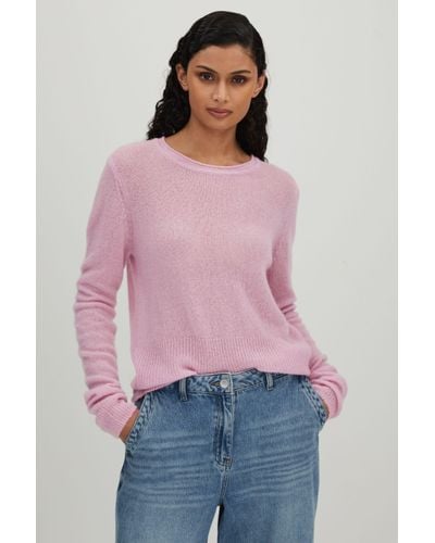 Crush Collection Cashmere Crew Neck Jumper - Pink