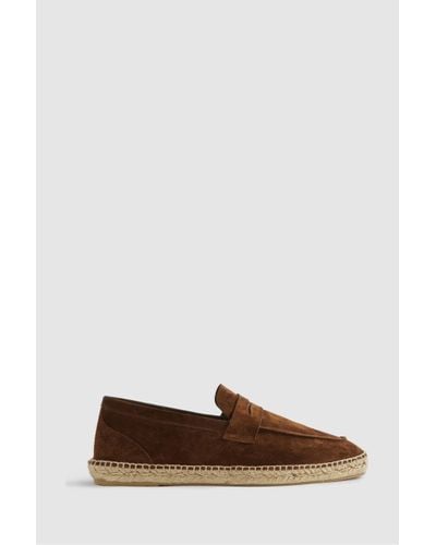 Reiss Cannes - Tobacco Suede Espadrilles - Brown