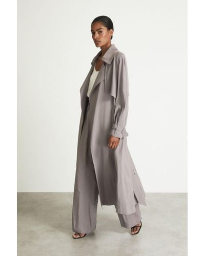 Reiss Margot - Atelier Belted Trench Coat - Grey