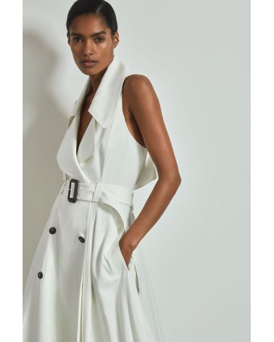 ATELIER Italian Textured Wrap Dress With Silk - White
