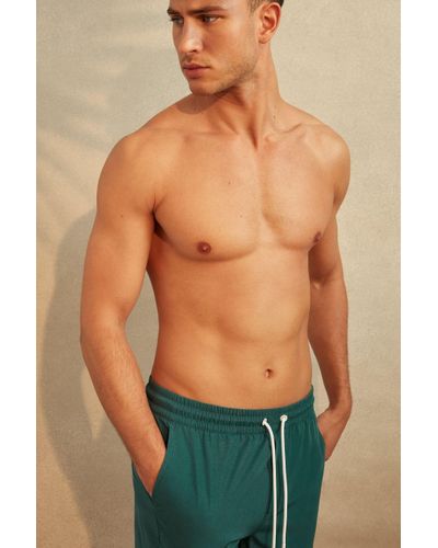 Reiss Shore - Teal Plain Drawstring Waist Swim Shorts - Blue