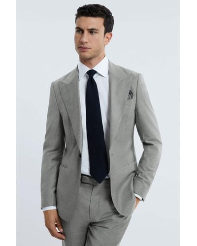ATELIER Wool Cashmere Slim Fit Single Breasted Blazer - Grey