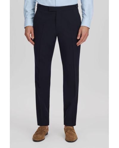Reiss Belmont - Navy Slim Fit Side Adjuster Trousers - Blue