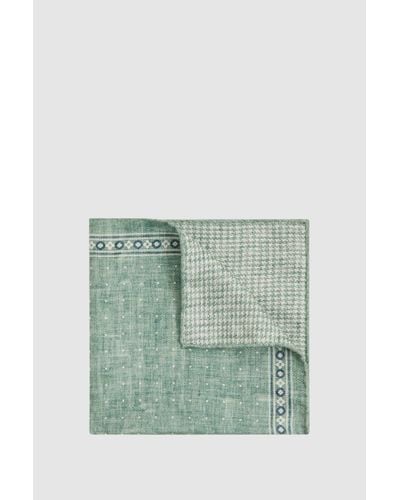 Reiss Cataldo - Pistachio Melange Silk Reversible Pocket Square - Green