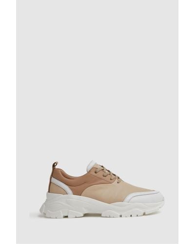 Reiss Arden - Neutral Chunky Leather Trainers - Natural