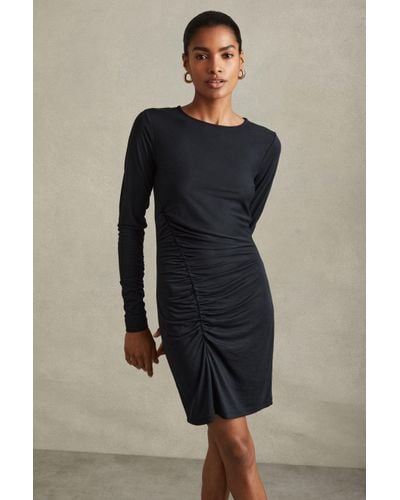 Reiss Allie - Charcoal Ruched Jersey Mini Dress, S - Multicolour