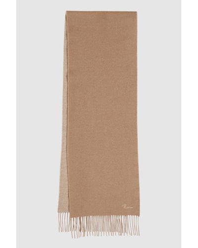 Reiss Picton - Camel Cashmere Blend Scarf - Natural