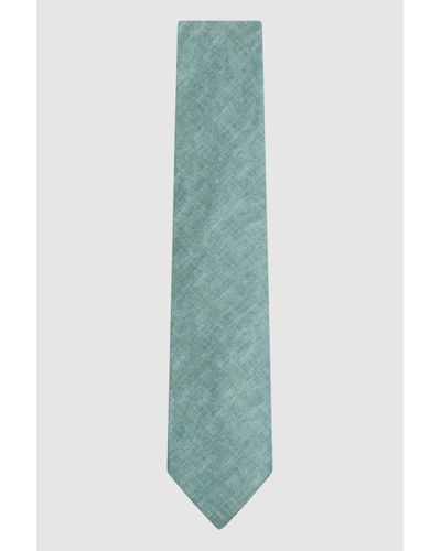Reiss Vitali - Pistachio Melange Linen Tie, One - Green