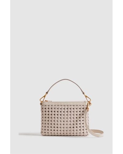 Reiss Brompton - Off White Leather Woven Handbag, One