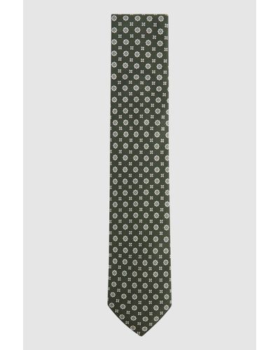 Reiss Budelli - Olive Silk Floral Medallion Tie, One - Green