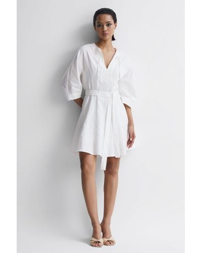 Reiss Freida - Cream Relaxed Fit Self-tie Mini Dress, Us 10 - White