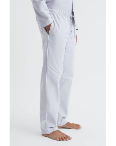 Reiss Farley - Ice Grey Cotton Drawstring Pyjama Bottoms - White
