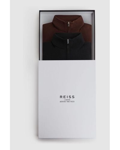 Reiss Box - Multi Blackhall Box Two Pack Of Merino Wool Zip-neck Jumpers - Multicolour