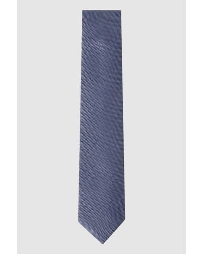 Reiss Ceremony - Airforce Blue Textured Silk Tie, One