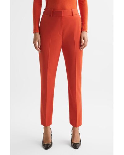 Reiss Celia - Orange Slim Fit Wool Blend Suit Trousers - Red