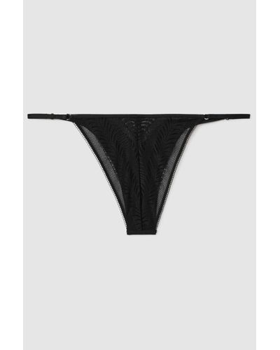 Calvin Klein Calvin Underwear Sheer Lace Tanga Briefs - Black