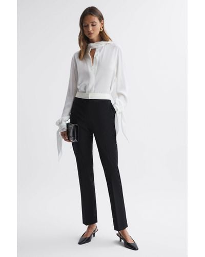 Reiss Olivia - Black Tapered Contrast Waistband Trousers