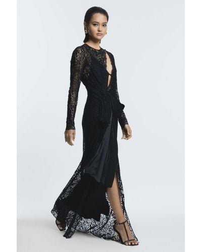 ATELIER Lace Velvet Maxi Dress - Black