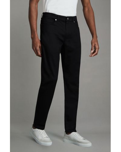 Reiss Rufus - Black Tapered Slim Fit Jersey Jeans