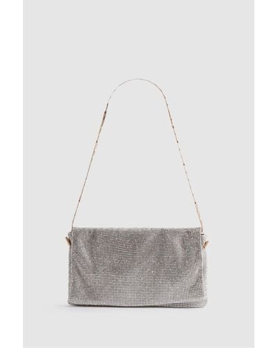 Reiss Soho - Silver Embellished Chainmail Shoulder Bag, One - Grey