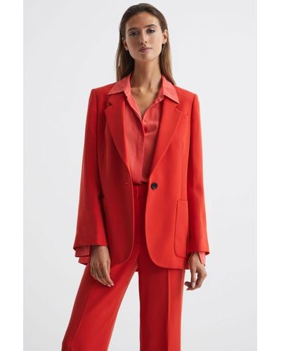 Reiss Maia - Coral Single Breasted Split Sleeve Tailored Fit Blazer, Us 8