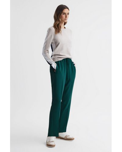 Reiss Hailey - Teal Tapered Pull On Trousers - Green