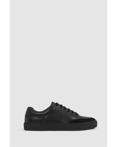 Reiss Ashley - All Black Leather Suede Trainers