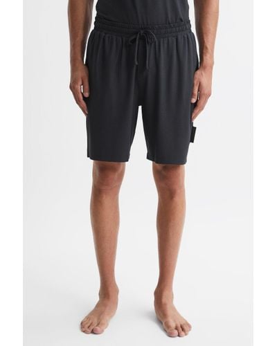 Reiss Walcot - Charcoal Jersey Drawstring Shorts - Black