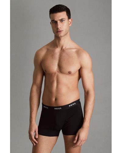 Reiss Heller - Black Three Pack Of Cotton Blend Boxers, S - Blue