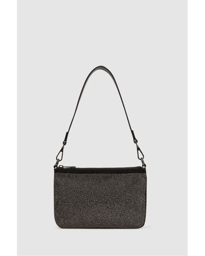 Reiss Clementine - Black Embellished Shoulder Bag, One - White
