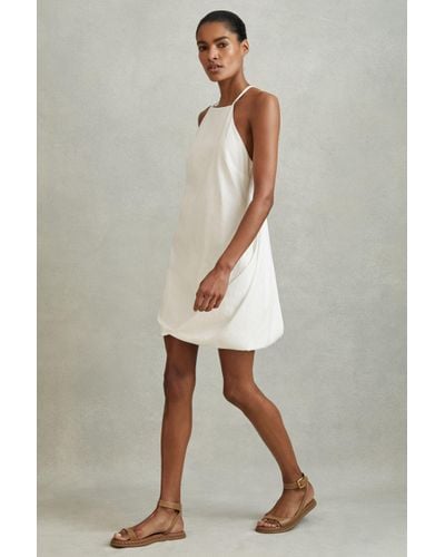 Reiss India - White Lyocell Blend Wrap Detail Mini Dress