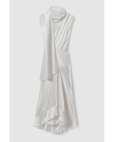 Acler Drape Element Asymmetric Midi Dress - White
