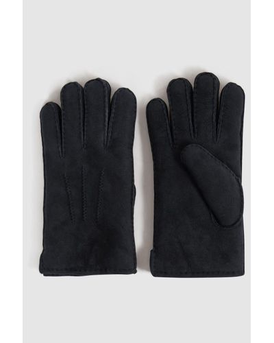 Reiss Aragon - Black Suede Shearling Gloves