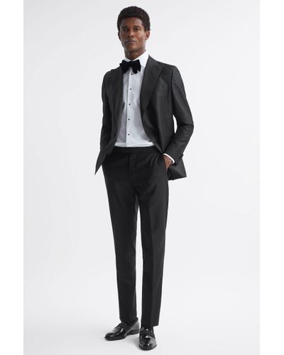 Oscar Jacobson Slim Fit Wool Blend Trousers - Black