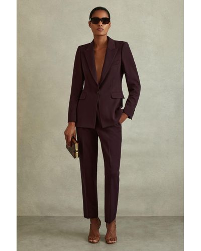 Reiss Gabi - Berry Tailored Single Breasted Suit Blazer - Purple