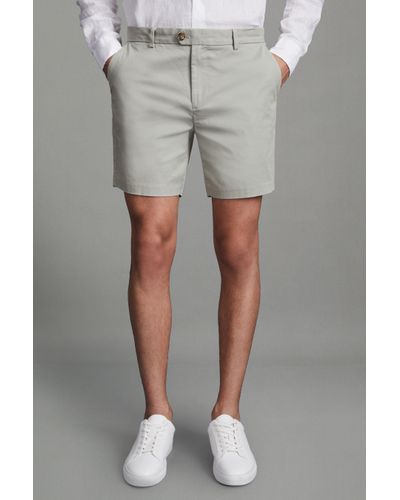 Reiss S - Soft Sage Wicket S Modern Fit Cotton Blend Chino Shorts, Uk 38 S - Grey