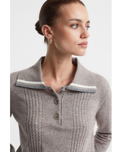 Madeleine Thompson Dark Oatmeal Wool-cashmere Polo Jumper - Multicolour