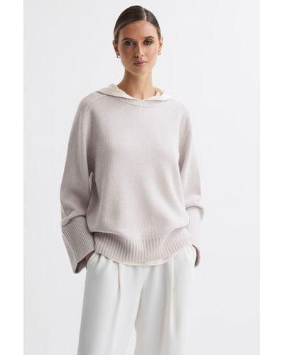Reiss Laura - Charcoal Laura Wool-cashmere Casual Fit Jumper, S - White