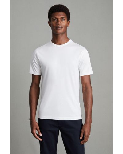 Reiss Day - Vetiver Mercerised Cotton Crew Neck T-shirt, L - White