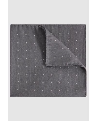 Reiss Tuscan - Soft Grey Cotton-wool Polka Dot Pocket Square