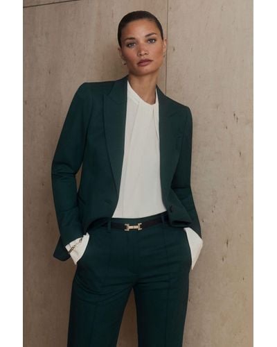 Reiss Jade - Bottle Green Tailored Fit Single Breasted Suit Blazer - Blue